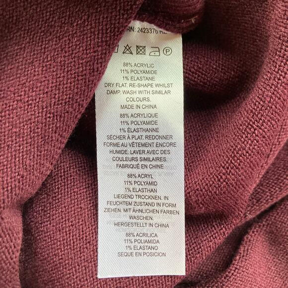 NWT French Connection Funnel Neck Sweater XS/S Merlot Minimalist Relaxed - Picture 5 of 10